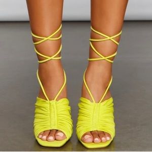Lime green strap up heels